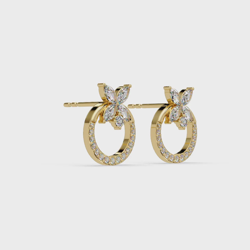 IGI Certified-2/3 Ct Lab Grown Diamond (VS/E-F) Floral Earring -925 Sterling Silver