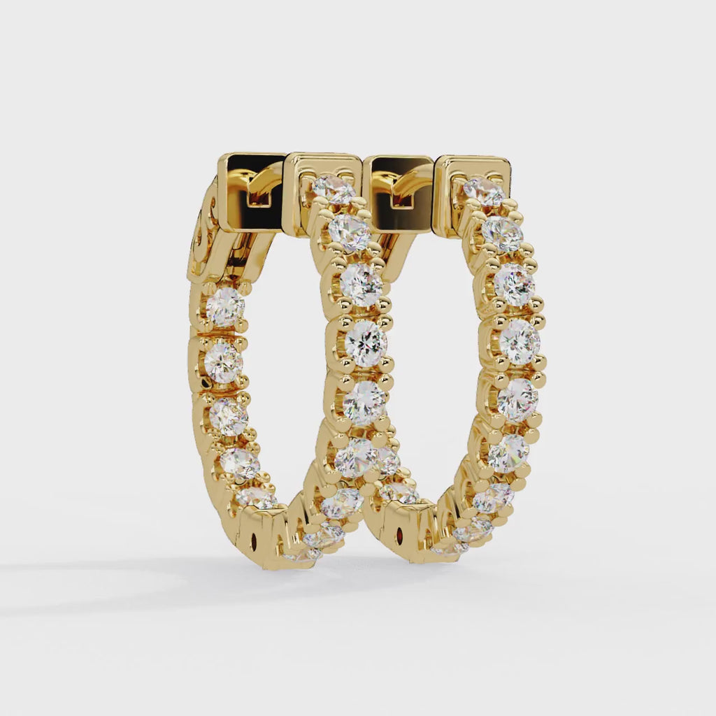IGI Certified- 1 Ct. Lab Grown Diamond (VS/E-F) Radiant Diamond Hoop Earrings