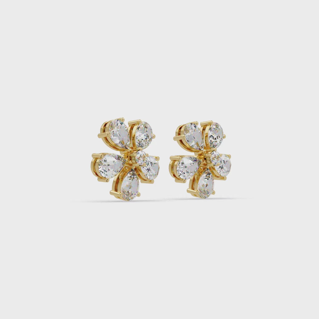 IGI Certified-7.25 Ct. Lab Grown Diamond (VS/E-F) Pear Diamond Flower Cluster Stud Earring