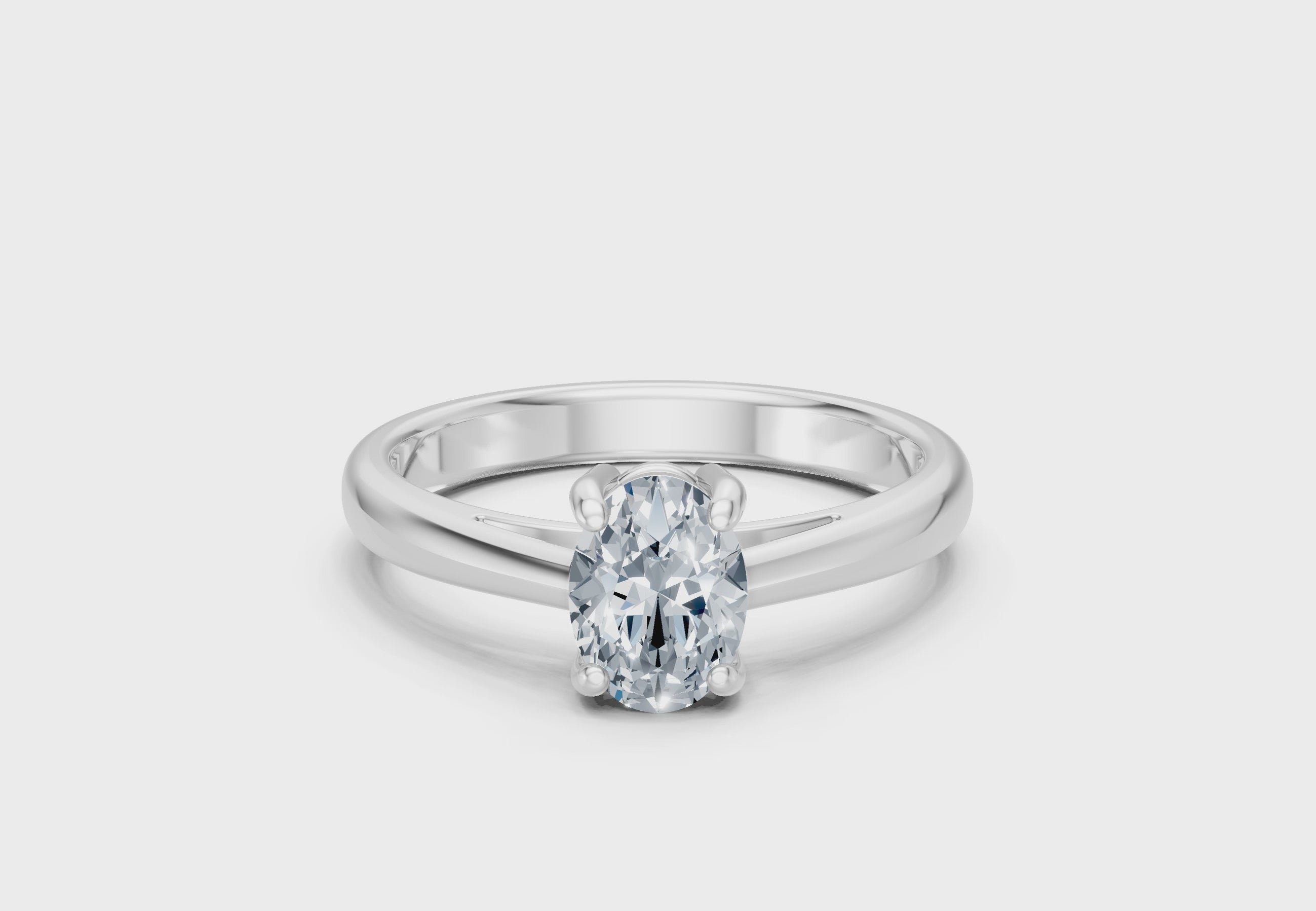 IGI Certified - 1/2 Ct. Lab Grown Diamond (VS/E-F) Oval Solitaire Ring - 925 Sterling Silver