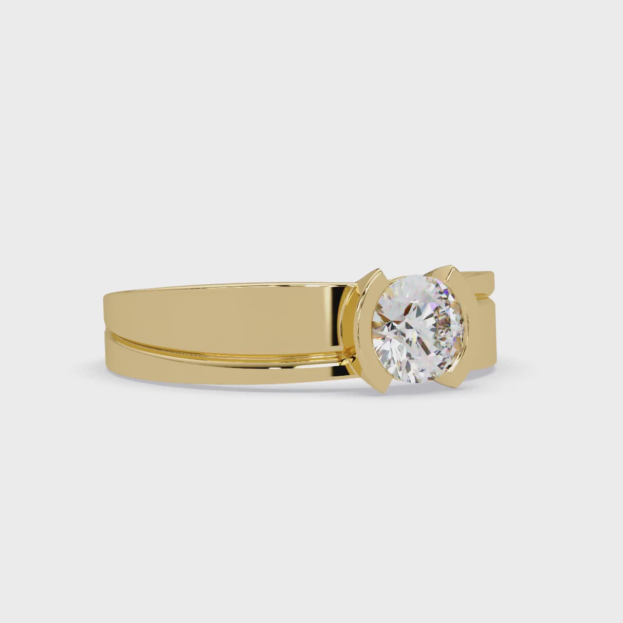 Chic Round Diamond Ring with Modern Band
