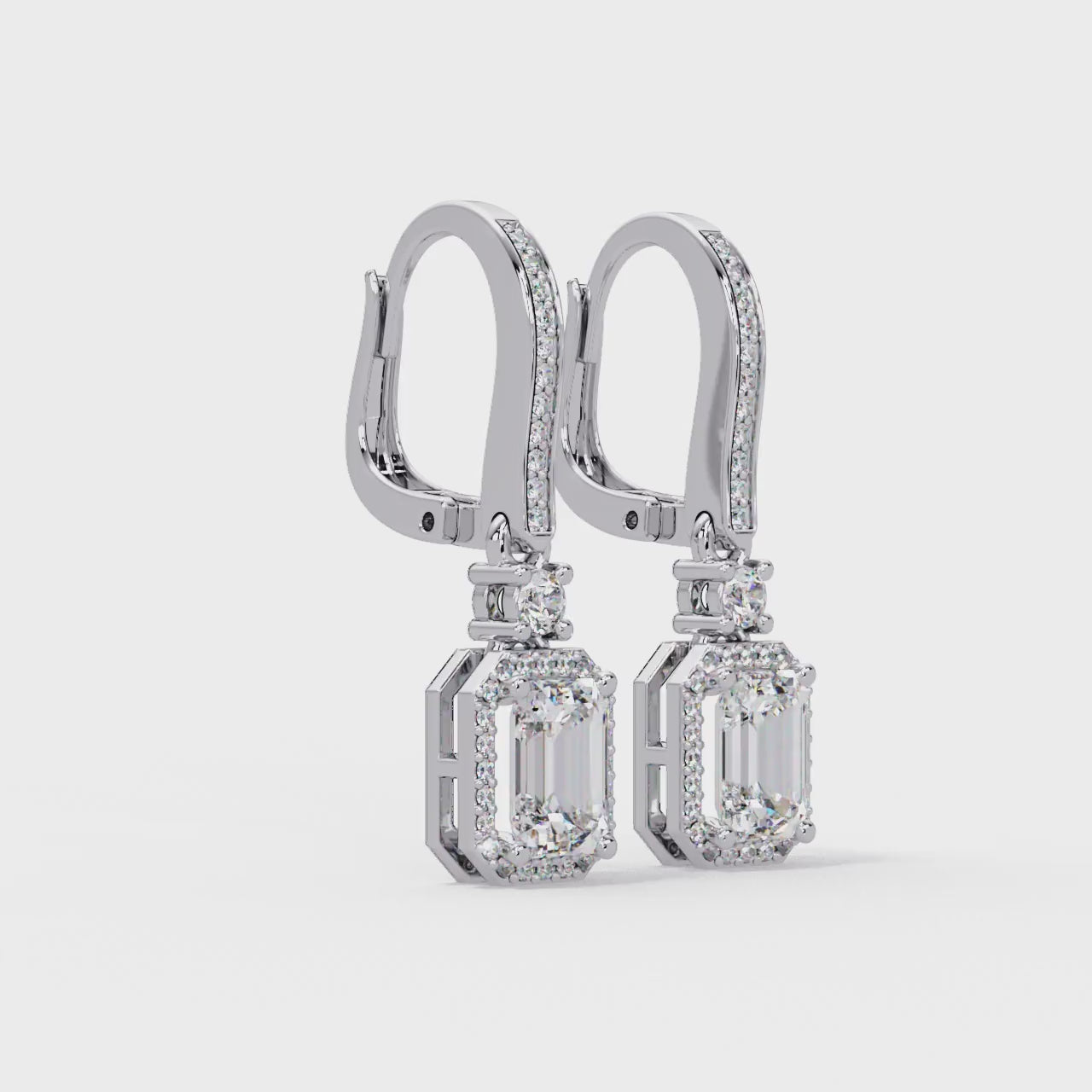 IGI Certified- 2.5 Ct. Lab Grown Diamond (VS/E-F)Diamond Emerald-Cut Drop Earring