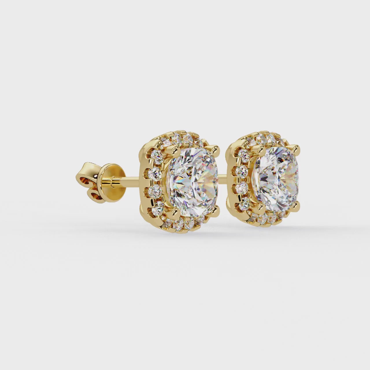 IGI Certified- 4 Ct. Lab Grown Diamond (VS/E-F) Cushion Cut Diamond Earrings with Halo Setting Earring