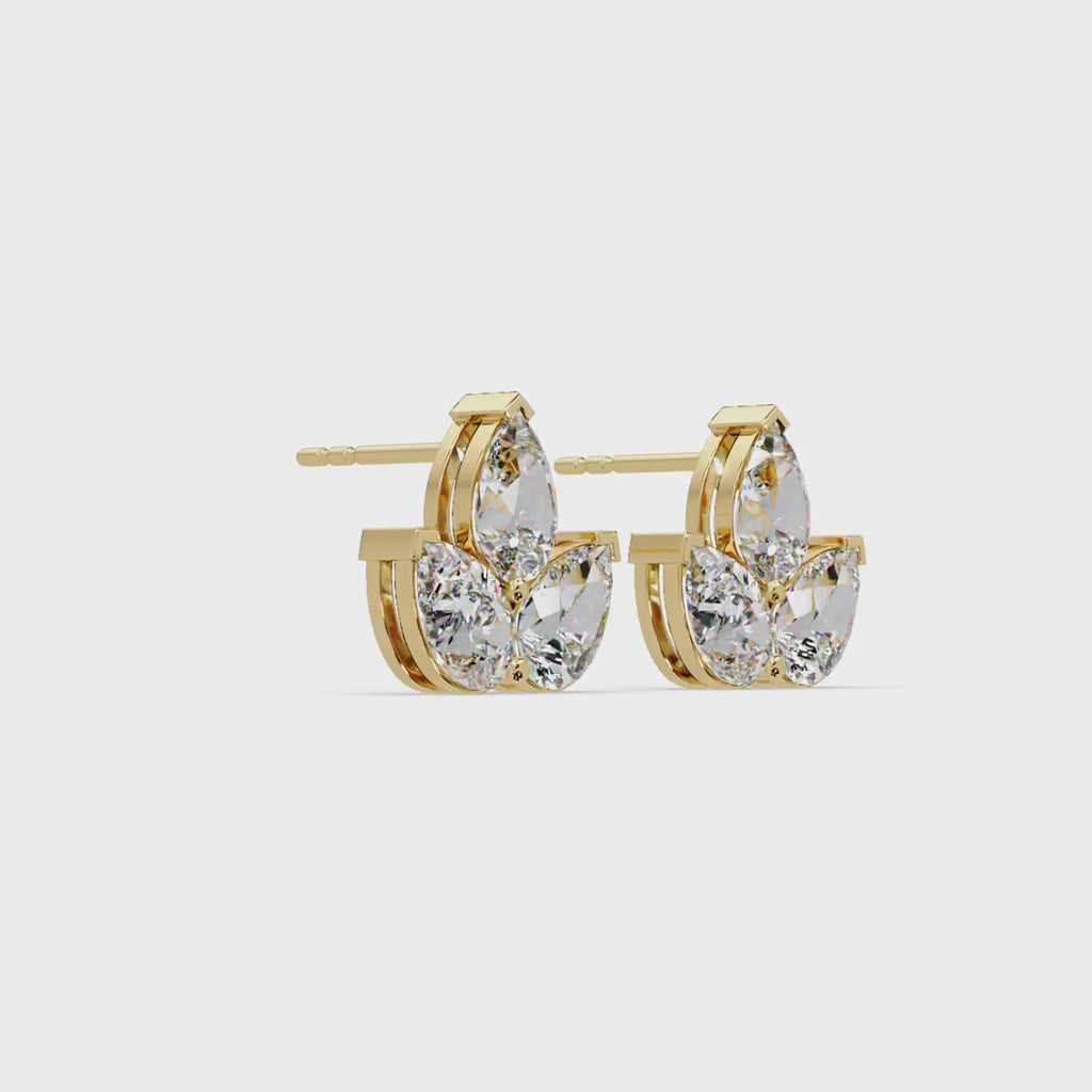 IGI Certified- 3.00 Ct Lab Grown Diamond (VS/E-F) Lotus Earrings