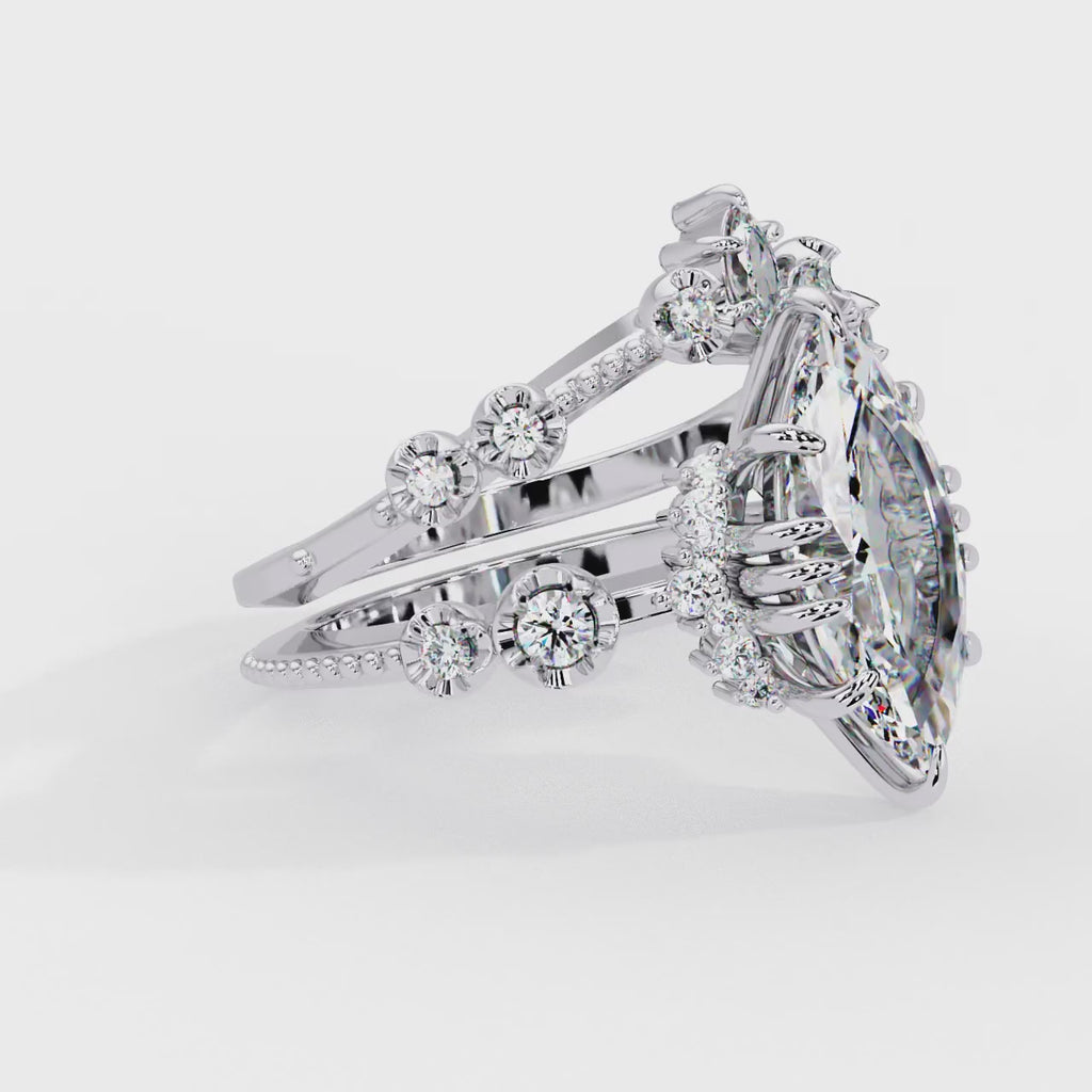 IGI Certified - 2.5 Ct. Lab Grown Diamond (VS/E-F) "The Astral Marquise Bridal Set" Ring