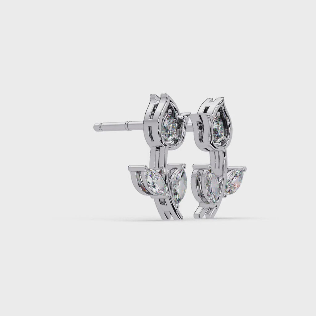 IGI Certified- 1/3 Ct Lab Grown Diamond (VS/E-F) Tulip Petal Earrings