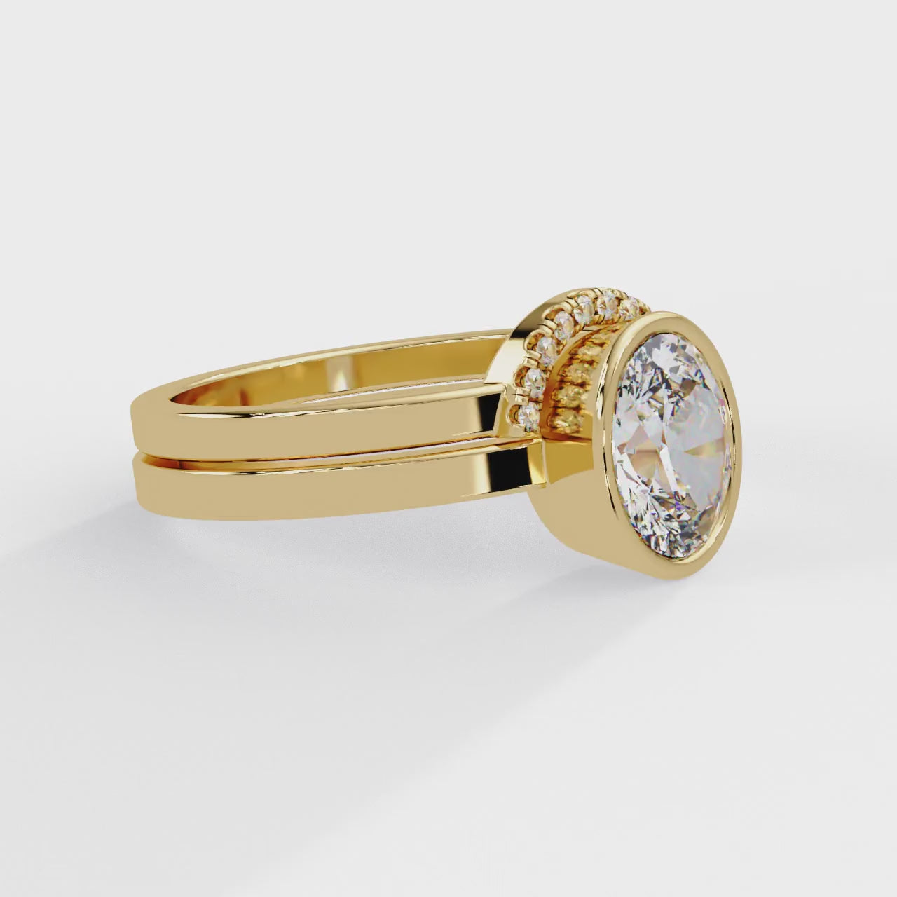 IGI Certified - 1.75 Ct. Lab Grown Diamond (VS/E-F) Oval-Cut Diamond Bezel Bridal Set Ring