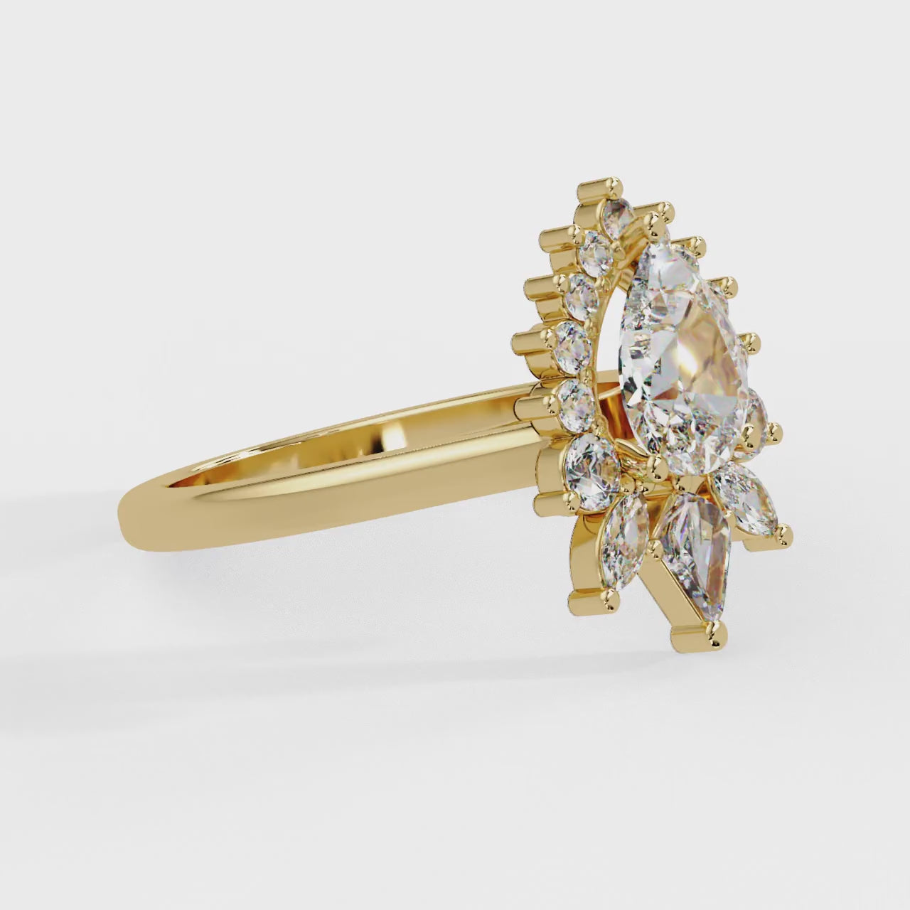 IGI Certified - 1.5 Ct. Lab Grown Diamond (VS/E-F) The Queen's Teardrop Cluster Ring