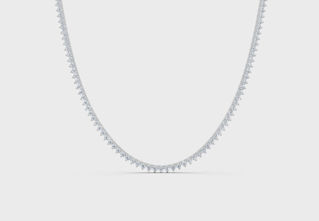 IGI Certified - 12 Ct. Lab Grown Diamond (VS/E-F) Tennis Necklace (16 Inch) - 925 Sterling Silver