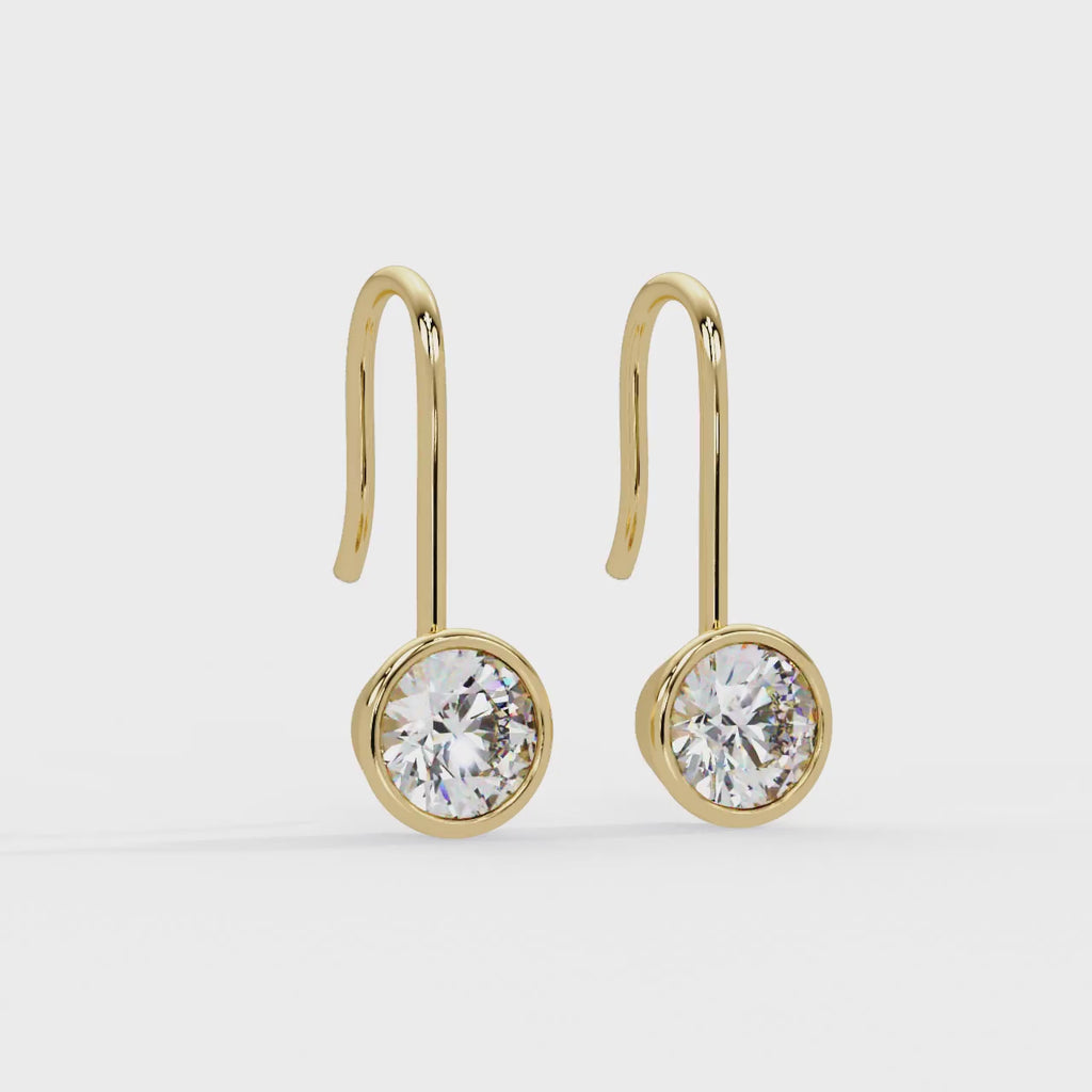 IGI Certified- 1.25 Ct. Lab Grown Diamond (VS/E-F) Elegant Bezel-Set Diamond Fish Hook Earring