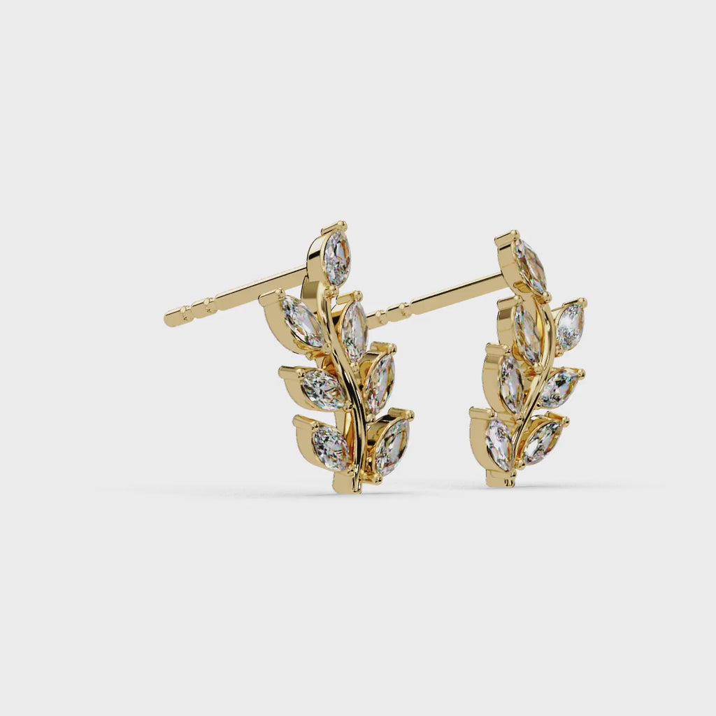 IGI Certified-1/3 Cts Lab Grown Diamond (VS/E-F) Leaf Climber Earring