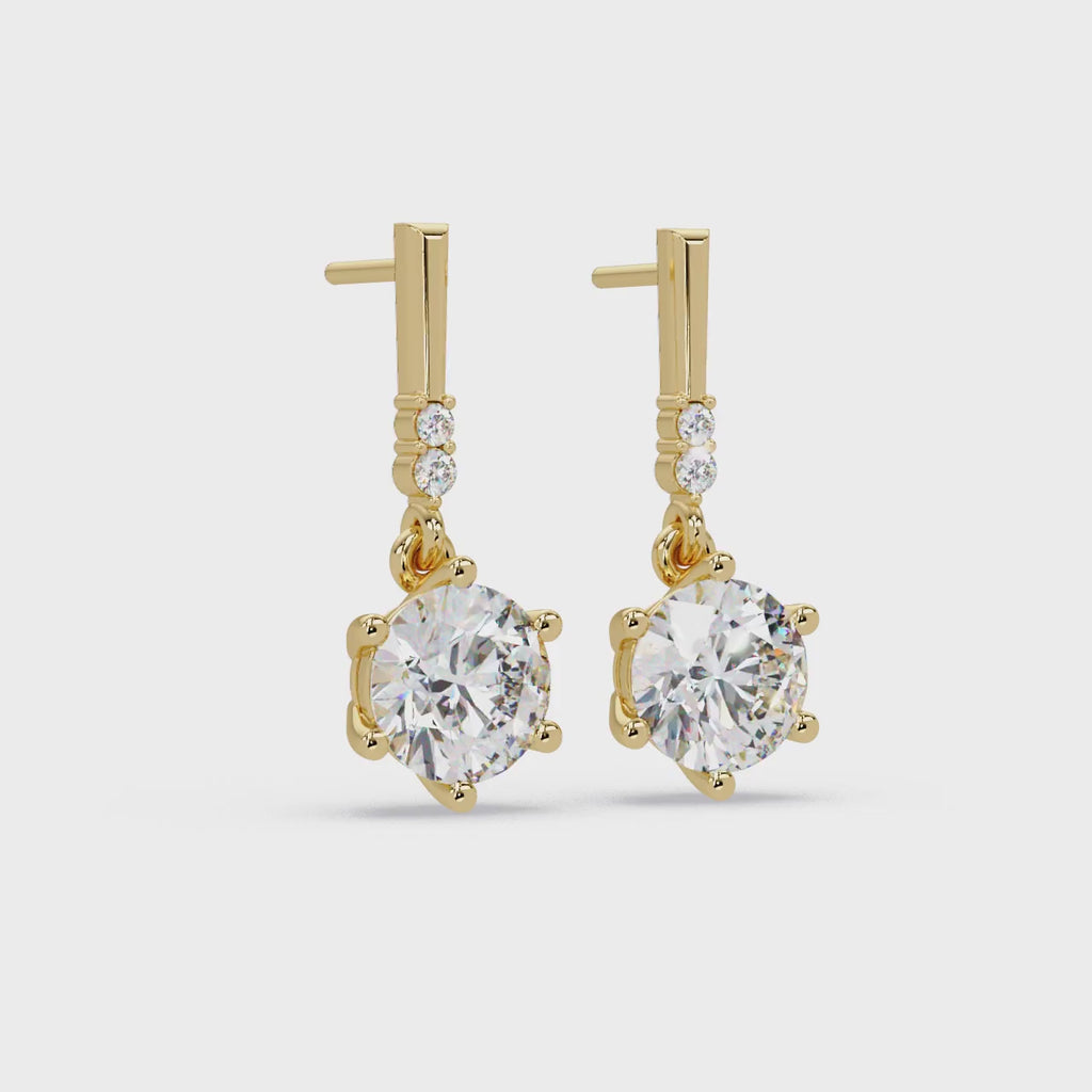 IGI Certified- 4.75 Ct. Lab Grown Diamond (VS/E-F) Classic Diamond Solitaire Drop Earrings – Six-Prong Setting Dangle Design Earring