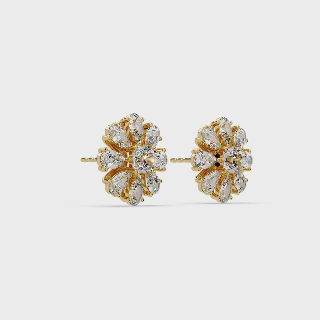IGI Certified-3.5 Cts Lab Grown Diamond (VS/E-F) Flower Earring