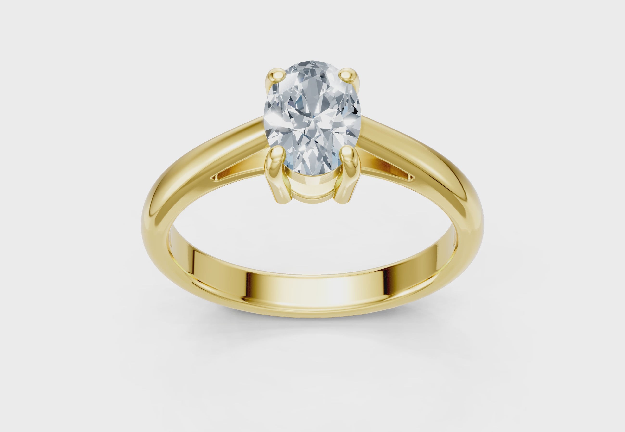 IGI Certified - 1/2 Ct. Lab Grown Diamond (VS/E-F) Oval Solitaire Ring - 925 Sterling Silver